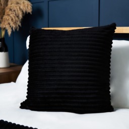 Luxury Ribbon Velvet Cushion, Black - thumbnail 1