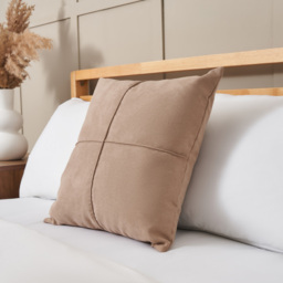 Faux Suede Cross Cushion, Pebble - thumbnail 1