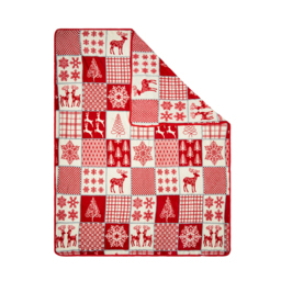 Christmas Winter Patchwork Throw, Red and White - thumbnail 7