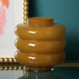 Small Ribbed Glass Vase, Toffee - thumbnail 4