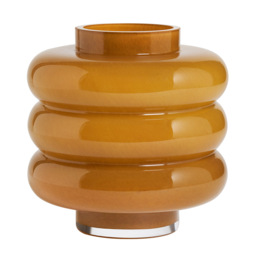 Small Ribbed Glass Vase, Toffee - thumbnail 1