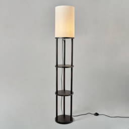Shelby Floor Lamp with Shelves, Walnut - thumbnail 4