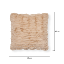 Ruched Faux Fur Cushion, Tan - thumbnail 7