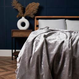 Crushed Velvet Throw, Silver - thumbnail 1