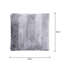 Faux Fur Stripe Cut Cushion, Grey - thumbnail 8