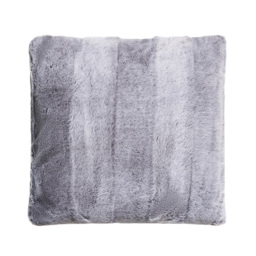 Faux Fur Stripe Cut Cushion, Grey - thumbnail 3