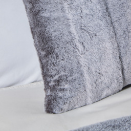 Faux Fur Stripe Cut Cushion, Grey - thumbnail 4
