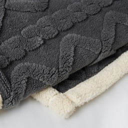 Cable Knit Throw with Sherpa Backing, Charcoal - thumbnail 4