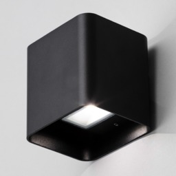 Cameron Outdoor LED Square Up and Down Wall Light, Black - thumbnail 4