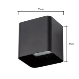Cameron Outdoor LED Square Up and Down Wall Light, Black - thumbnail 8