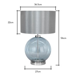 Metro Blue Glass Sphere Table Lamp, Nickel - thumbnail 7