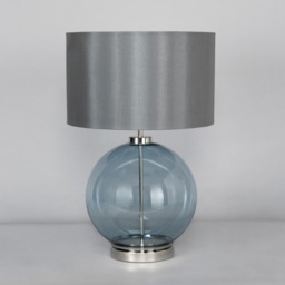 Metro Blue Glass Sphere Table Lamp, Nickel - thumbnail 5