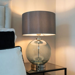 Metro Blue Glass Sphere Table Lamp, Nickel - thumbnail 3