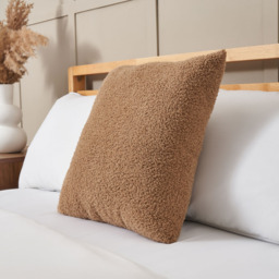 Really Soft Teddy Bear Fleece Cushion, Brown - thumbnail 1