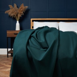 Felt Throw with Blanket Stitch Detail, Emerald Green - thumbnail 1