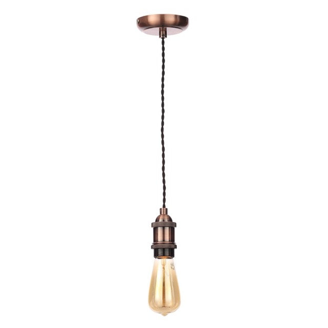 Industrial Style Black Cable Ceiling Pendant, Antique Copper - image 1