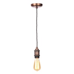 Industrial Style Black Cable Ceiling Pendant, Antique Copper - thumbnail 7