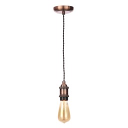 Industrial Style Black Cable Ceiling Pendant, Antique Copper - thumbnail 1