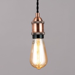 Industrial Style Black Cable Ceiling Pendant, Antique Copper - thumbnail 4
