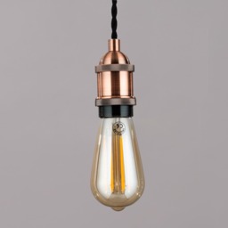 Industrial Style Black Cable Ceiling Pendant, Antique Copper - thumbnail 5