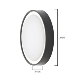 Flotta Small Outdoor LED Round Flush Wall Light, Black - thumbnail 8