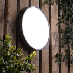 Flotta Small Outdoor LED Round Flush Wall Light, Black - thumbnail 3