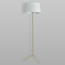 Stassy Tripod Feet Floor Lamp with Light Grey Shade, Satin Brass - thumbnail 5