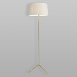 Stassy Tripod Feet Floor Lamp with Light Grey Shade, Satin Brass - thumbnail 4