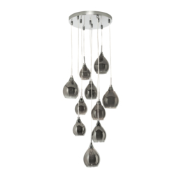 Carmella Cluster Ceiling Pendant with Smoked and Frosted Shades, Satin Chrome - thumbnail 7