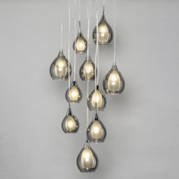 Carmella Cluster Ceiling Pendant with Smoked and Frosted Shades, Satin Chrome - thumbnail 4