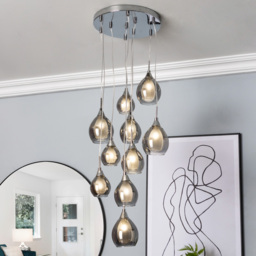 Carmella Cluster Ceiling Pendant with Smoked and Frosted Shades, Satin Chrome - thumbnail 3