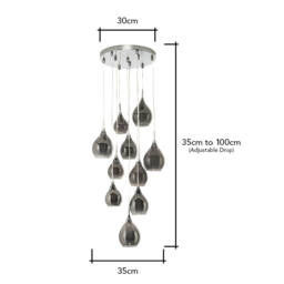 Carmella Cluster Ceiling Pendant with Smoked and Frosted Shades, Satin Chrome - thumbnail 9