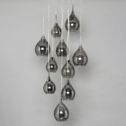 Carmella Cluster Ceiling Pendant with Smoked and Frosted Shades, Satin Chrome - thumbnail 5