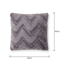 Chevron Faux Fur Cushion, Charcoal - thumbnail 8