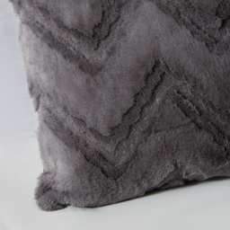 Chevron Faux Fur Cushion, Charcoal - thumbnail 4