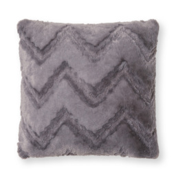 Chevron Faux Fur Cushion, Charcoal - thumbnail 3