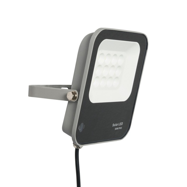 Aster LED 50 Watt Outdoor Solar Flood Light, Grey - image 1