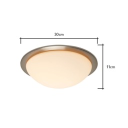 Jules LED Bathroom Glass Dome Flush Ceiling Light, Satin Nickel - thumbnail 9