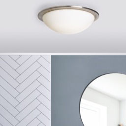 Jules LED Bathroom Glass Dome Flush Ceiling Light, Satin Nickel - thumbnail 3