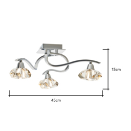 Bella 3 Light Flush Ceiling Light, Chrome - thumbnail 9