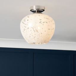 Agnes Flakestone Semi Flush Ceiling Light, Nickel - thumbnail 3