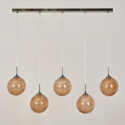 Petrice Glass Ball Diner Ceiling Bar Pendant, Black Nickel - thumbnail 5