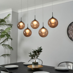 Petrice Glass Ball Diner Ceiling Bar Pendant, Black Nickel - thumbnail 3