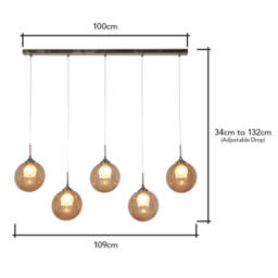 Petrice Glass Ball Diner Ceiling Bar Pendant, Black Nickel - thumbnail 8