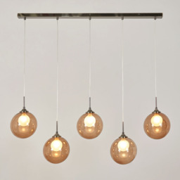 Petrice Glass Ball Diner Ceiling Bar Pendant, Black Nickel - thumbnail 4