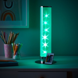 Glow Galaxy Colour Changing LED Cylinder Table Lamp, Chrome - thumbnail 7