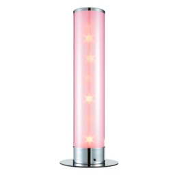 Glow Galaxy Colour Changing LED Cylinder Table Lamp, Chrome - thumbnail 1