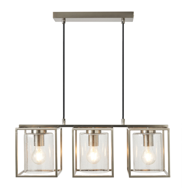 Hardy Cage Ceiling Pendant Bar with Bubble Glass Shades, Satin Nickel - image 1