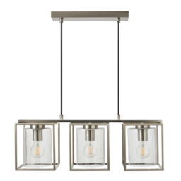Hardy Cage Ceiling Pendant Bar with Bubble Glass Shades, Satin Nickel - thumbnail 7