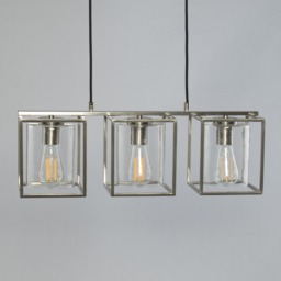 Hardy Cage Ceiling Pendant Bar with Bubble Glass Shades, Satin Nickel - thumbnail 5